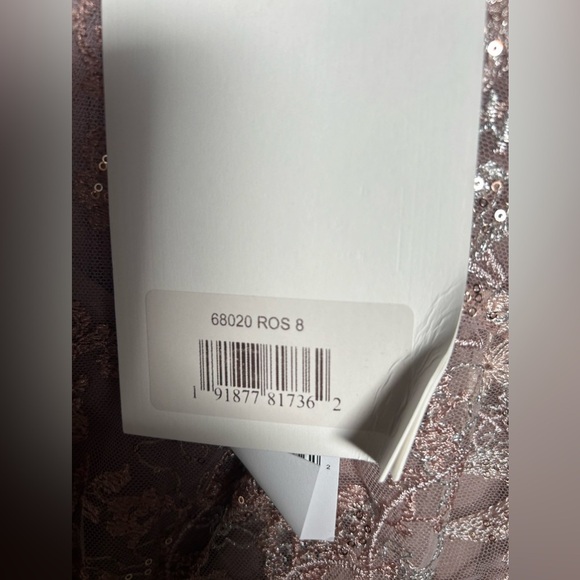 Mac Duggal 68020 NWT Embellished Illusion Long Sleeve Midi Dress in Rose - Picture 7 of 12